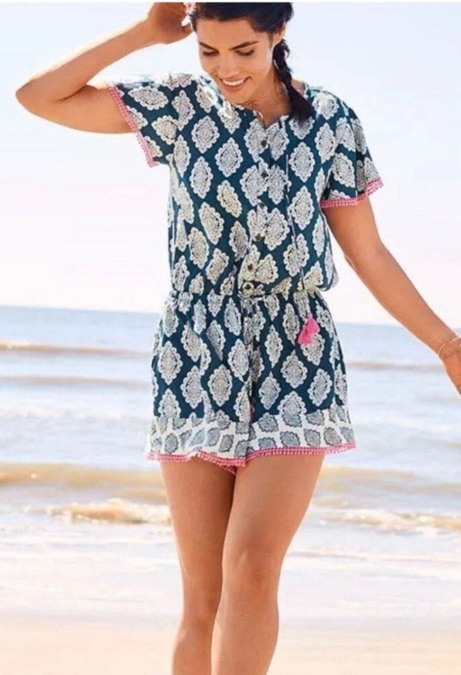 Matilda Jane Womens Brilliant Daydream On The Fringe Romper Size Large
